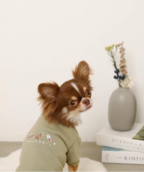 moncheri（モンシェリ）の「宇宙柄刺繍トップス（ペットウェア・レディース・カーキ/ネイビー・S/M/L/XL）」の3枚目の写真