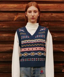 MAINBOOTH（メインブース）の「Ethnic Vest(NAVY)（ベスト）」