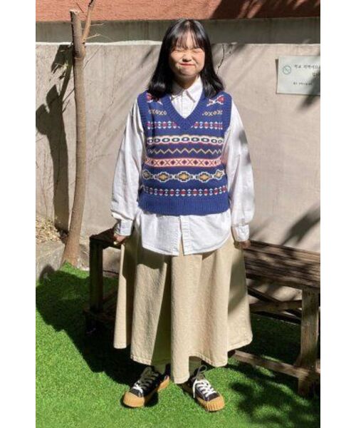 MAINBOOTH(メインブース)の「Ethnic Vest(NAVY)(ベスト・レディース・その他・2)」の3枚目の写真