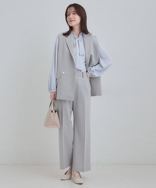 SHOO・LA・RUE（シューラルー）の「【セットアップ可能】サラっと軽やか ワイドストレートパンツ（その他パンツ・レディース・ライトグレー/ネイビー・01/02/03/04）」の5枚目の写真