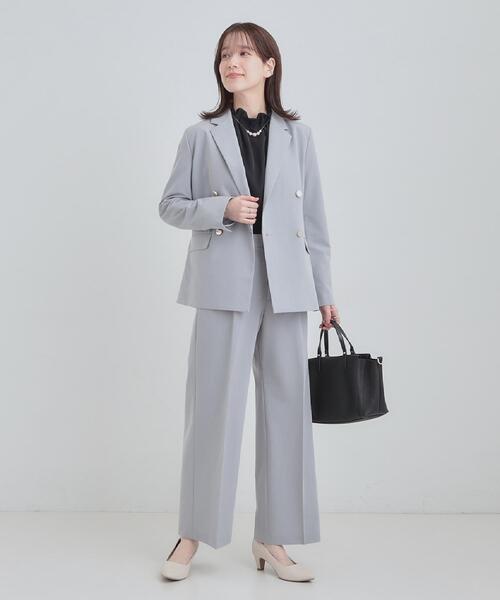 SHOO・LA・RUE（シューラルー）の「【セットアップ可能】サラっと軽やか ワイドストレートパンツ（その他パンツ・レディース・ライトグレー/ネイビー・01/02/03/04）」の6枚目の写真