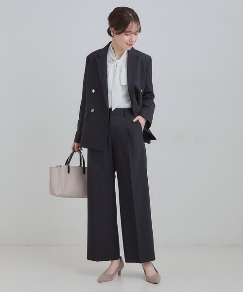 SHOO・LA・RUE（シューラルー）の「【セットアップ可能】サラっと軽やか ワイドストレートパンツ（その他パンツ・レディース・ライトグレー/ネイビー・01/02/03/04）」の11枚目の写真