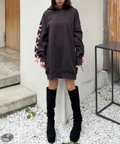 rienda（リエンダ）の「クロミスウェットミニワンピース 秋服 冬服（ワンピース・レディース・ブラック・FREE）」の16枚目の写真