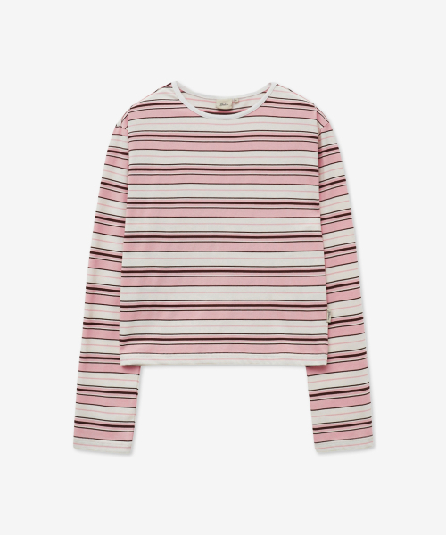 YALE(イェール)の「マルチストライプクロップロングスリーブ_ピンク(Tシャツ/カットソー・レディース・その他・SMALL/MEDIUM)」の1枚目の写真