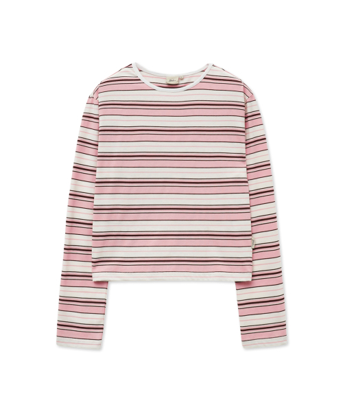 YALE(イェール)の「マルチストライプクロップロングスリーブ_ピンク(Tシャツ/カットソー・レディース・その他・SMALL/MEDIUM)」の2枚目の写真