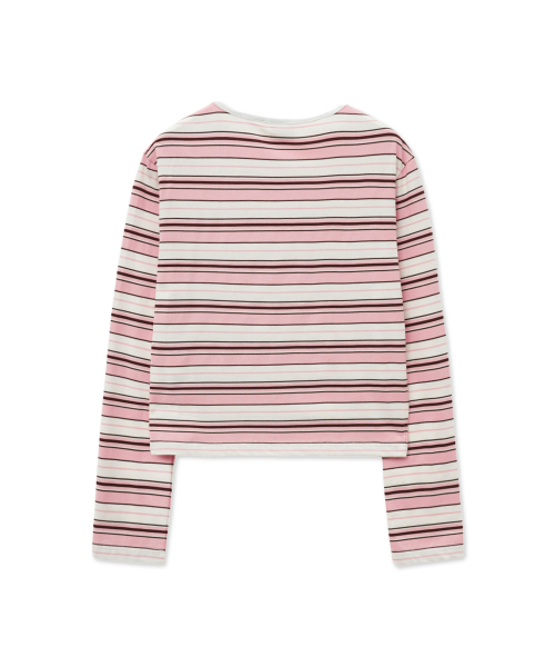 YALE(イェール)の「マルチストライプクロップロングスリーブ_ピンク(Tシャツ/カットソー・レディース・その他・SMALL/MEDIUM)」の3枚目の写真