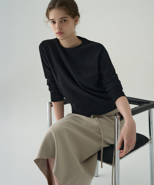 DRAWFIT WOMEN（ドローフィットウーマン）の「ソフティカシウールブレンドラウンドネックニット[M.GREY]（ニット/セーター・レディース・その他・SMALL/MEDIUM）」の5枚目の写真