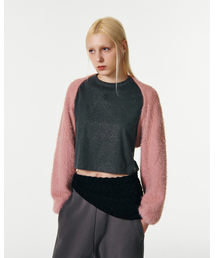 CARRIE HAIRY KNIT BOLERO CARDIGAN [PINK]