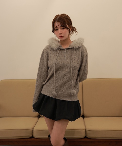 M DOLLY（エムドリー）の「balloon plume mini skirt/バルーンプリュームミニスカート（スカート・レディース・ブラウン/ベージュ/ブラック・S/M）」の8枚目の写真