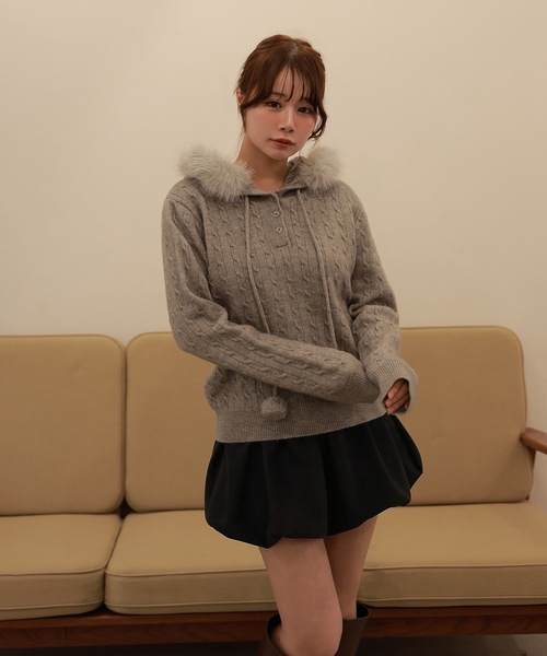 M DOLLY（エムドリー）の「balloon plume mini skirt/バルーンプリュームミニスカート（スカート・レディース・ブラウン/ベージュ/ブラック・S/M）」の9枚目の写真