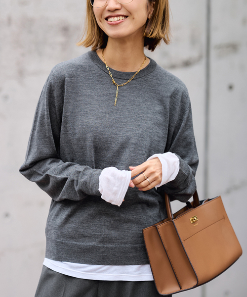 FRAMeWORK（フレームワーク）の「イタリアヤーン basic クループルオーバー（ニット/セーター・レディース・ネイビー/ブルー/チャコールグレー/ホワイト・FREE）」の8枚目の写真