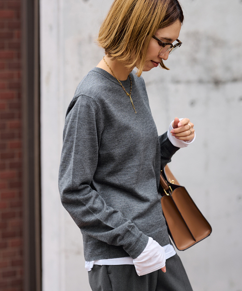 FRAMeWORK（フレームワーク）の「イタリアヤーン basic クループルオーバー（ニット/セーター・レディース・ネイビー/ブルー/チャコールグレー/ホワイト・FREE）」の10枚目の写真