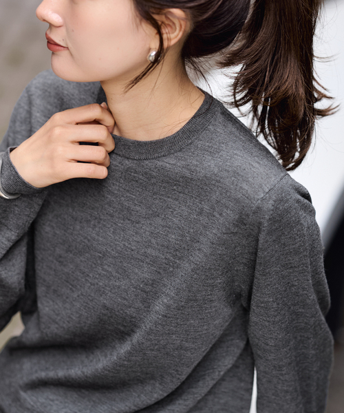 FRAMeWORK（フレームワーク）の「イタリアヤーン basic クループルオーバー（ニット/セーター・レディース・ネイビー/ブルー/チャコールグレー/ホワイト・FREE）」の20枚目の写真