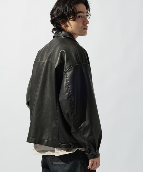 D220711 niko and... PIGクルー ノーカラーレザーブルゾン D220711 niko and PIGクルー ノーカラーレザーブルゾン