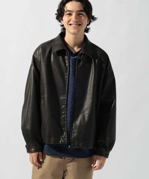 niko and...（ニコアンド）の「PUレザーショートブルゾン（ブルゾン・メンズ・ブラック/ダークブラウン・MEDIUM/LARGE）」の19枚目の写真