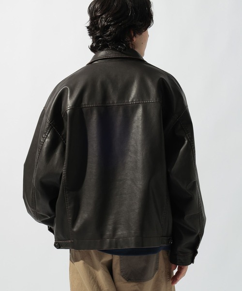 niko and...（ニコアンド）の「PUレザーショートブルゾン（ブルゾン・メンズ・ブラック/ダークブラウン・MEDIUM/LARGE）」の20枚目の写真