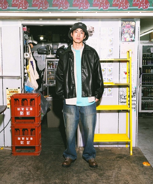 niko and...（ニコアンド）の「PUレザーショートブルゾン（ブルゾン・メンズ・ブラック/ダークブラウン・MEDIUM/LARGE）」の5枚目の写真