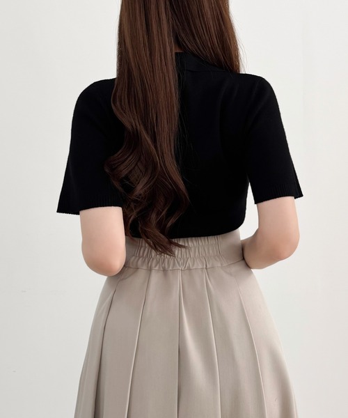 CENEA（セネア）の「半袖ポロニットトップス（ニット/セーター・レディース・ブラック/ネイビー/オフホワイト・LARGE/MEDIUM）」の13枚目の写真