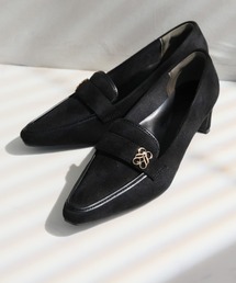 VIVIAN | 履きごこちやみつき感激 スクエアトゥモノグラム5cmプレートヒールローファーパンプス(パンプス)