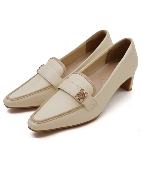 VIVIAN（ヴィヴィアン）の「履きごこちやみつき感激 スクエアトゥモノグラム5cmプレートヒールローファーパンプス（パンプス・レディース・ストーン/ブラック系その他3/ナチュラル・24/23.5/23/22.5/24.5）」の21枚目の写真