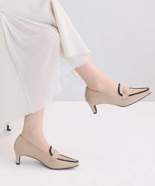 VIVIAN（ヴィヴィアン）の「履きごこちやみつき感激 スクエアトゥモノグラム5cmプレートヒールローファーパンプス（パンプス・レディース・ストーン/ブラック系その他3/ナチュラル・24/23.5/23/22.5/24.5）」の16枚目の写真