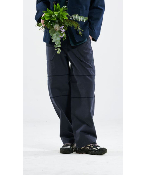 Straight waffle banding pattige pants (NAVY)