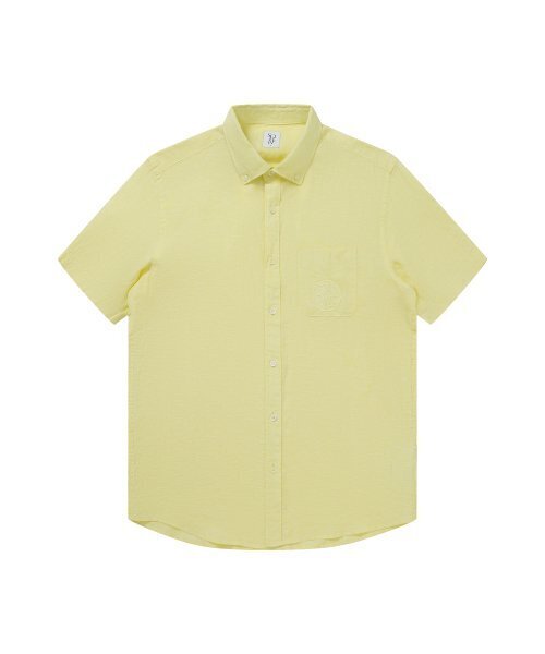 Linen Embroidered Short Sleeve Shirt_Lemon