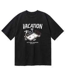 サマー バケーション オーバーサイズ 半袖Tシャツ [ブラック]