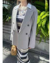 LAGUNAMOON | シャツレイヤードボーダーニットワンピース(ワンピース)