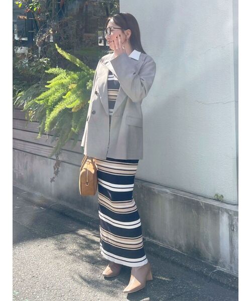 LAGUNAMOON(ラグナムーン)の「シャツレイヤードボーダーニットワンピース 【春服】【オフィスカジュアル】(ワンピース・レディース・ブルー/ベージュ/ブラウン・SMALL/MEDIUM)」の10枚目の写真