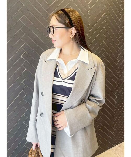 LAGUNAMOON(ラグナムーン)の「シャツレイヤードボーダーニットワンピース 【春服】【オフィスカジュアル】(ワンピース・レディース・ブルー/ベージュ/ブラウン・SMALL/MEDIUM)」の14枚目の写真