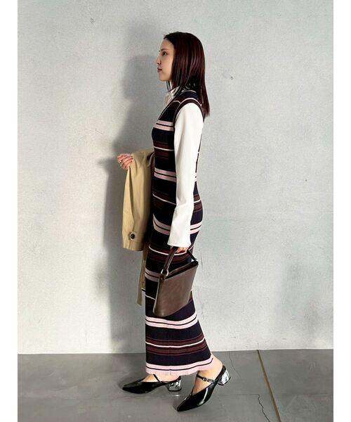 LAGUNAMOON(ラグナムーン)の「シャツレイヤードボーダーニットワンピース 【春服】【オフィスカジュアル】(ワンピース・レディース・ブルー/ベージュ/ブラウン・SMALL/MEDIUM)」の19枚目の写真