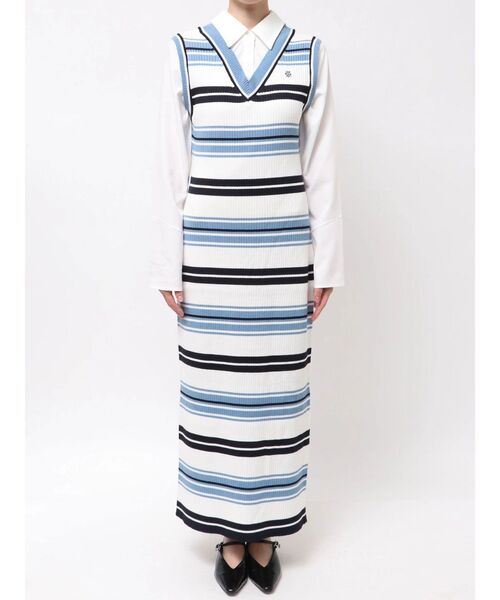 LAGUNAMOON(ラグナムーン)の「シャツレイヤードボーダーニットワンピース 【春服】【オフィスカジュアル】(ワンピース・レディース・ブルー/ベージュ/ブラウン・SMALL/MEDIUM)」の22枚目の写真