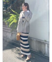 LAGUNAMOON | シャツレイヤードボーダーニットワンピース(ワンピース)