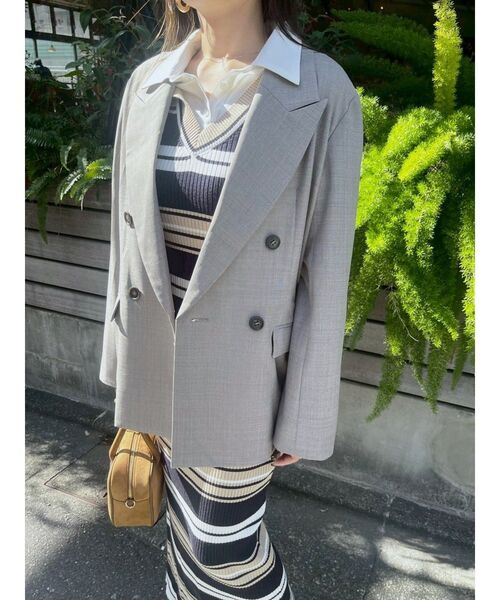 LAGUNAMOON(ラグナムーン)の「シャツレイヤードボーダーニットワンピース 【春服】【オフィスカジュアル】(ワンピース・レディース・ブルー/ベージュ/ブラウン・SMALL/MEDIUM)」の5枚目の写真