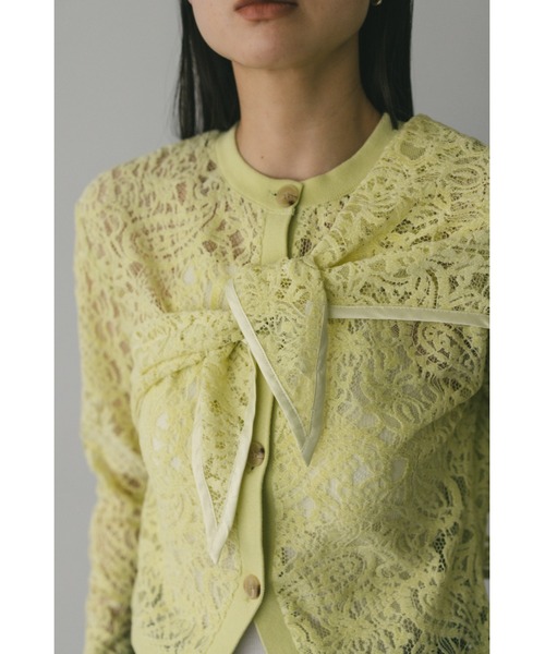 STYLEMIXER(スタイルミキサー)の「ニュアンスレーススカーフ(バンダナ/スカーフ・レディース・ライトグリーン/ネイビー/アイボリー・FREE)」の2枚目の写真