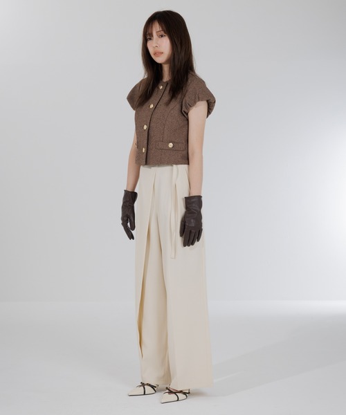 SENEE（セニー）の「tweed balloon sleeve jacket（ツイードバルーンスリーブジャケット）（ノーカラージャケット・レディース・ブラウン/ブラック・MEDIUM/SMALL）」の20枚目の写真