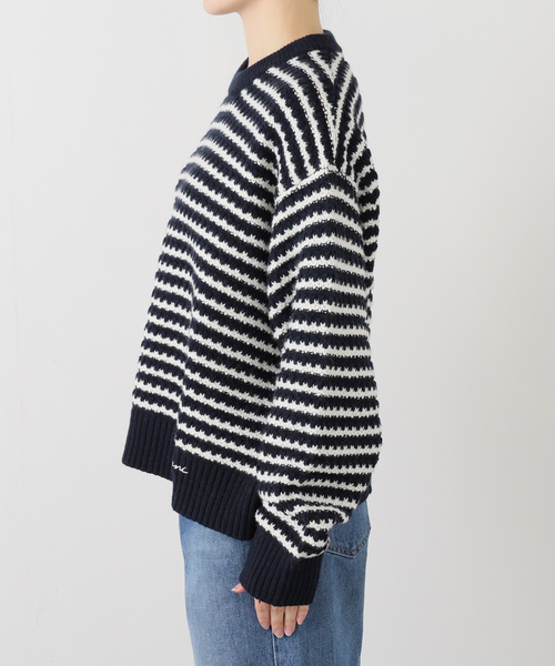GANNI（ガニー）の「【GANNI/ガニーCotton Wool Stripe Sweater：ニット（ニット/セーター・レディース・ネイビー・SMALL）」の2枚目の写真