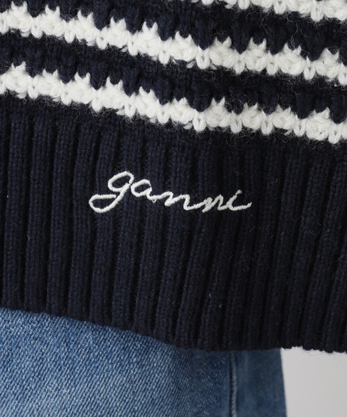 GANNI（ガニー）の「【GANNI/ガニーCotton Wool Stripe Sweater：ニット（ニット/セーター・レディース・ネイビー・SMALL）」の6枚目の写真