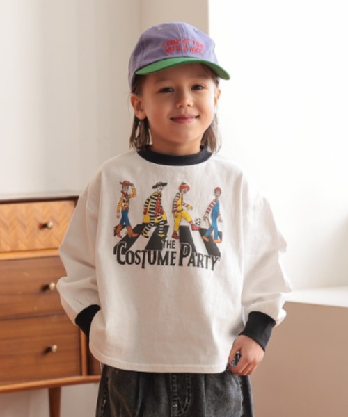 Ocean&Ground(オーシャン&グラウンド)の「COSTUME PARTYプリントロンT【ONLINE EXCLUSIVE】(Tシャツ/カットソー・キッズ・オフホワイト/ブラック/キナリ・80/90/100/110/120/130/140)」の1枚目の写真