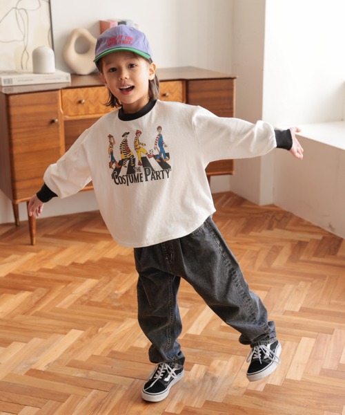 Ocean&Ground(オーシャン&グラウンド)の「COSTUME PARTYプリントロンT【ONLINE EXCLUSIVE】(Tシャツ/カットソー・キッズ・オフホワイト/ブラック/キナリ・80/90/100/110/120/130/140)」の7枚目の写真