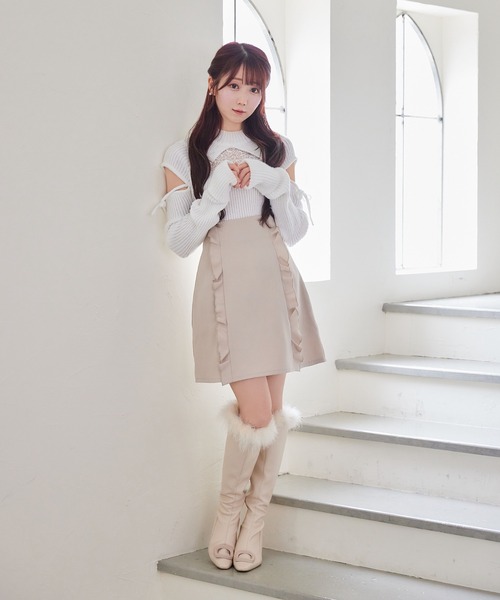 Rose Muse（ロゼミューズ）の「Switching raffle tight skirt（スカート・レディース・ブラック/ベージュ・SMALL/MEDIUM）」の6枚目の写真