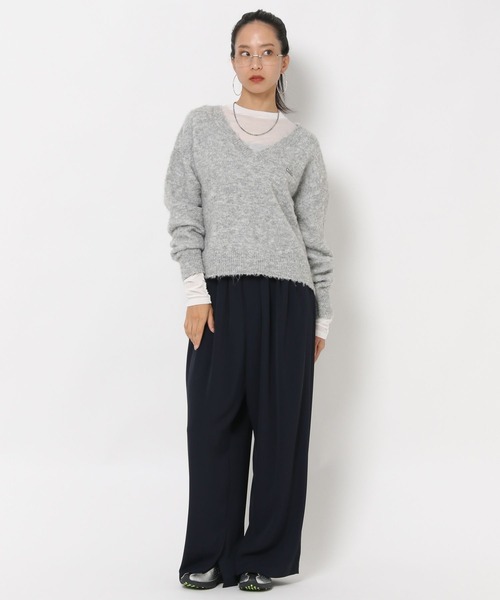 HEREIAM（ヘレイアム）の「【HEREIAM】モードな落ち感が魅力。トロミタックパンツ（その他パンツ・レディース・ブラック/ダークネイビー・SMALL/MEDIUM）」の3枚目の写真