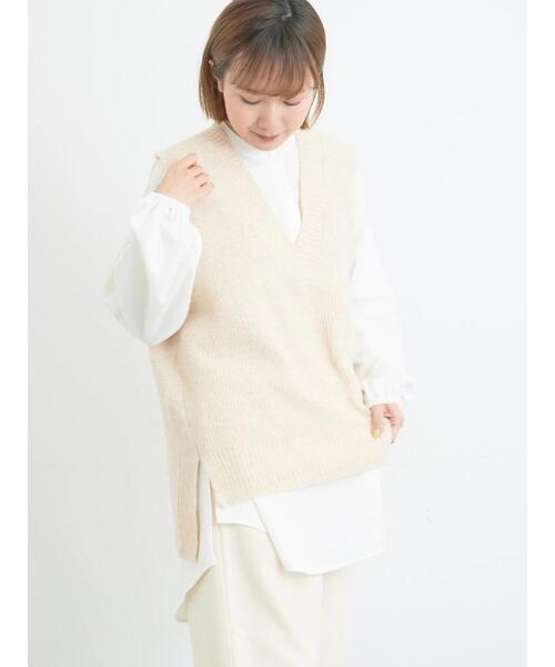 Samansa Mos2（サマンサ モスモス）の「Vネックリブベスト（ベスト・レディース・ベージュ/キナリ/チャコールグレー・F）」の15枚目の写真