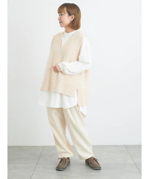 Samansa Mos2（サマンサ モスモス）の「Vネックリブベスト（ベスト・レディース・ベージュ/キナリ/チャコールグレー・F）」の17枚目の写真