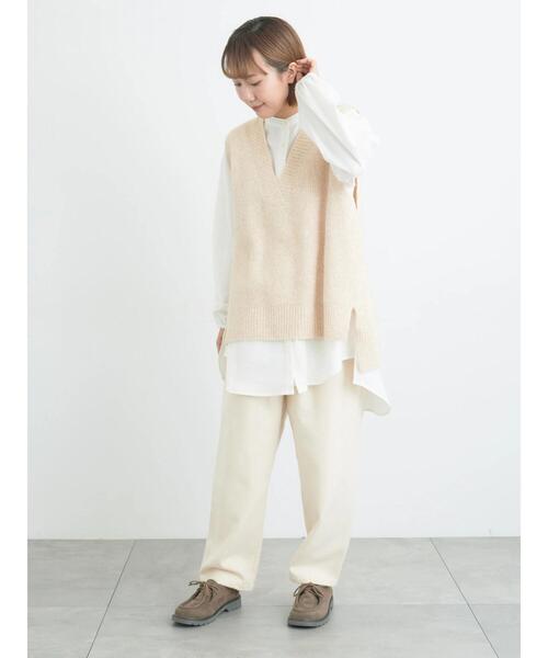 Samansa Mos2（サマンサ モスモス）の「Vネックリブベスト（ベスト・レディース・ベージュ/キナリ/チャコールグレー・F）」の18枚目の写真