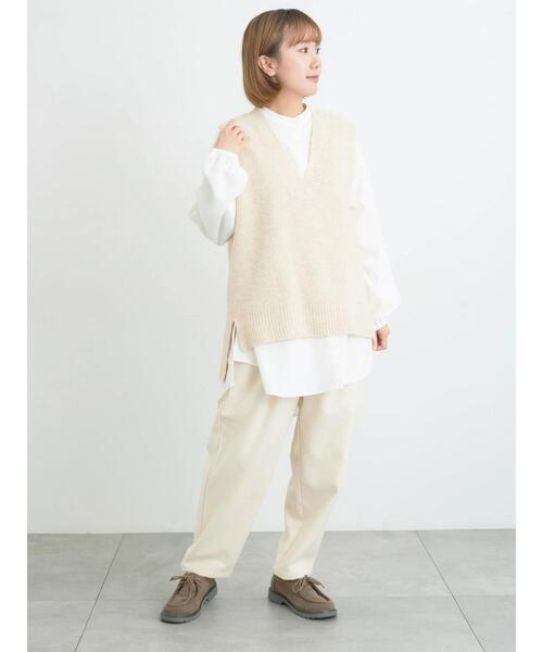 Samansa Mos2（サマンサ モスモス）の「Vネックリブベスト（ベスト・レディース・ベージュ/キナリ/チャコールグレー・F）」の19枚目の写真