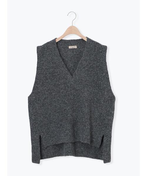 Samansa Mos2（サマンサ モスモス）の「Vネックリブベスト（ベスト・レディース・ベージュ/キナリ/チャコールグレー・F）」の6枚目の写真