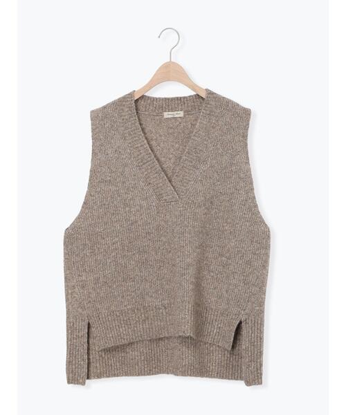 Samansa Mos2（サマンサ モスモス）の「Vネックリブベスト（ベスト・レディース・ベージュ/キナリ/チャコールグレー・F）」の7枚目の写真