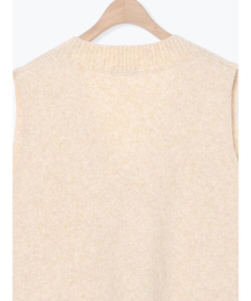 Samansa Mos2（サマンサ モスモス）の「Vネックリブベスト（ベスト・レディース・ベージュ/キナリ/チャコールグレー・F）」の13枚目の写真